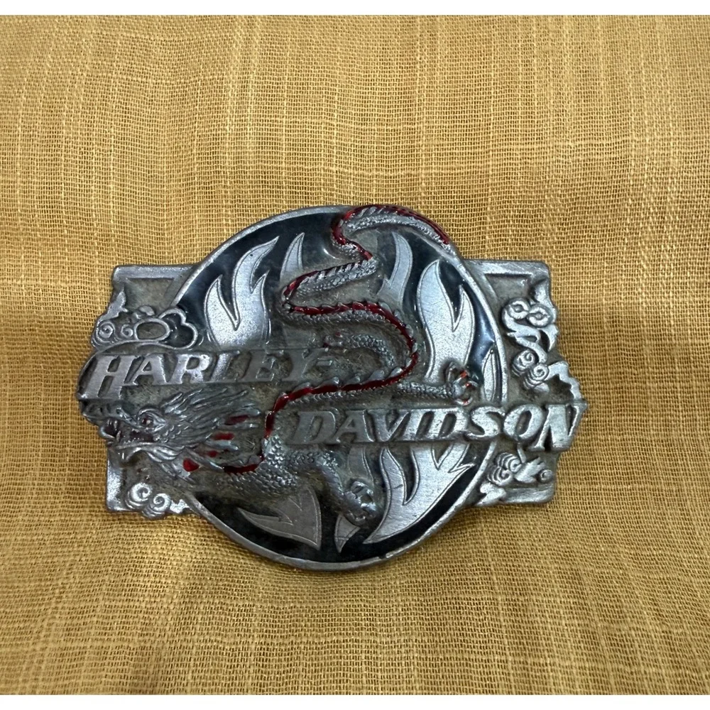 Vintage 1989 Harley Davidson Dragon Belt Buckle Siskiyou F-88 Made in USA Pewter